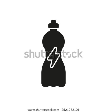Energy Drink Bottle with Lightning Bolt Silhouette Icon. Refreshing Beverage Providing an Energy Boost. Isolated Vector Illustration.