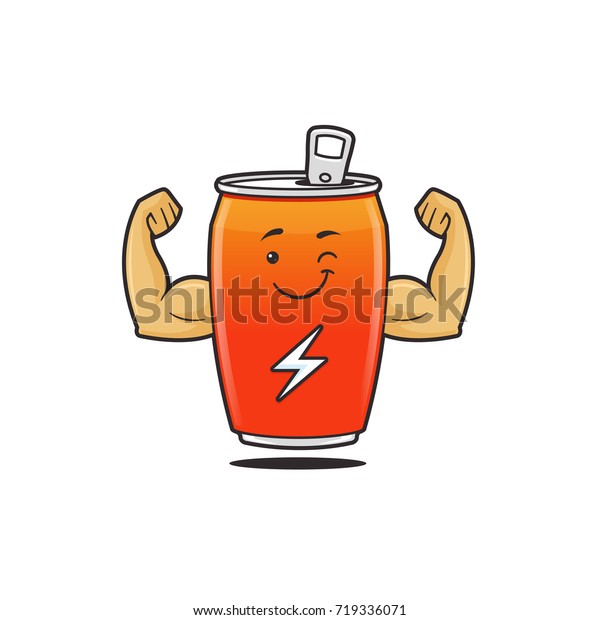 Energy Drink Can Cartoon Mascot Flexing Stock Vector (Royalty Free ...