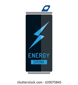Energy Drink Can. Flat Vector Icon Isolated On White Background