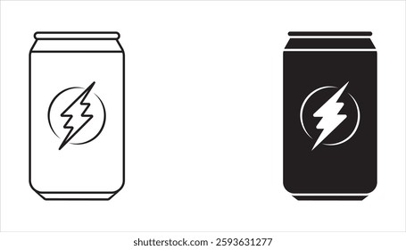 energy drink can icon set. aluminum soda can line art vector icon for apps and websites on white background