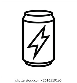 Energy Drink Can with Lightning Bolt Icon, Minimalist Design