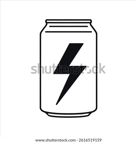 Energy Drink Can with Lightning Bolt Icon, Simple Design