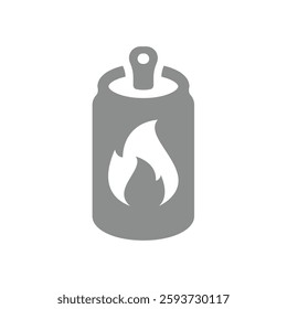 Energy drink can vector icon. Soda can with flame bottle.