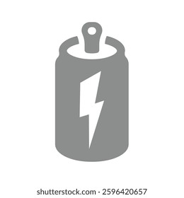 Energy drink can vector icon. Soda can with lightning bottle.