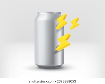 Energy drink concept with thunderbolts. 3d vector illustration