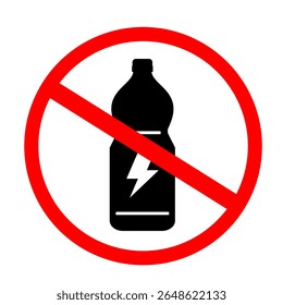 No se permite la regulación de bebidas energéticas o bebidas energéticas. No hay Ilustración vectorial de estilo de dibujos animados de arte de Clip de botella negra de bebida energética para educación o recursos gráficos