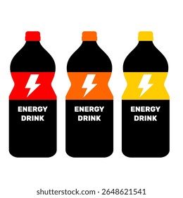 Energy drink or energetic drink in plastic bootle with black red orange yellow colour. energy drink clip art cartoon style vector illustration for education, or graphic resources
