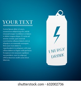 Energy drink flat icon on blue background. Vector Illustration