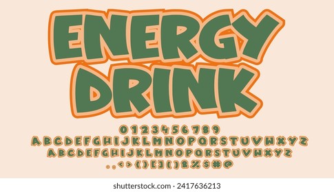 Energy drink font Comic Coloring cute retro text effect Alphabet Alphabet cute retro display font lettering handwritten