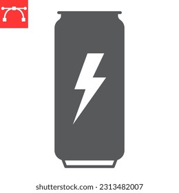 Energy Drink Glyph-Symbol, Nahrungsergänzungen und Vitamine, energisch mit Koffein-Vektorsymbol, Vektorgrafik, bearbeitbaren Strich Festzeichen, eps10.