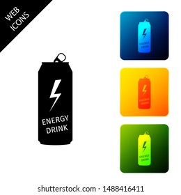 Energy drink icon isolated on white background. Set icons colorful square buttons. Vector Illustration
