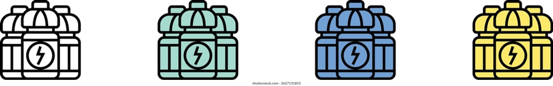 energy drink icon. Outline, Green, Blue and Yellow Style Design Isolated On White Background
