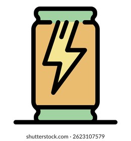 Energy drink icon. Outline energy drink vector icon color flat isolated