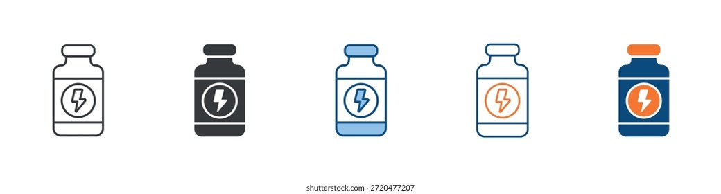Conjunto de iconos de bebidas energéticas Colección de estilo múltiple