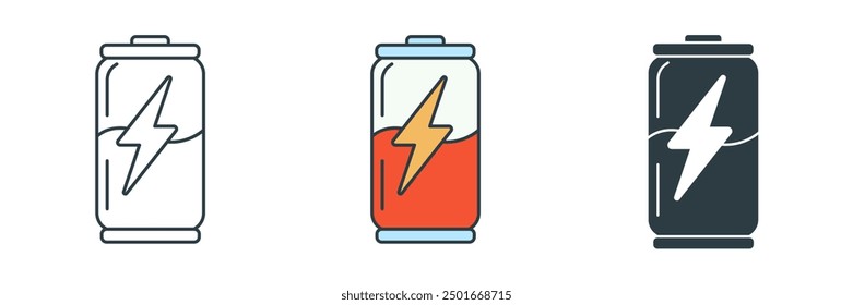 Ilustración vectorial del símbolo del icono de la bebida de la energía aislada en el fondo blanco