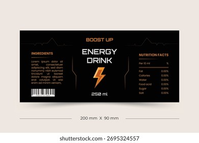 Energy drink label and packaging design with modern style