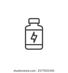 Energy Drink line icon. linear style sign for mobile concept and web design. Bottle with a lightning bolt outline vector icon. Symbol, logo illustration. Vector graphics