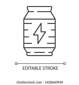 Energy drink linear icon. Video game extra life, energy. Recovery levels. Cybersport, esport equipment. Thin line illustration. Contour symbol. Vector isolated outline drawing. Editable stroke