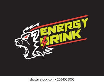 Energy Drink Lion Logo Mascot Vector Design