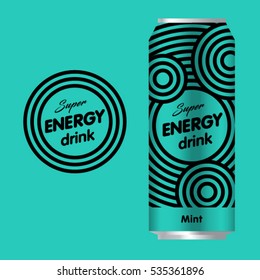 Energy Drink Logo.  Power Drink Logo. Logo And Packaging With A Mint Background