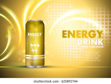 Energy Drink On Sparkly And Shiny Background.Contained In Can Template.For Poster,placard,web Site And Flyer.Useful For Ads,advertisement And Social Network