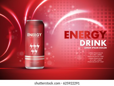 Energy drink on sparkly and shiny background.Contained in can template.For poster,placard,web site and flyer.Useful for ads,advertisement and social network