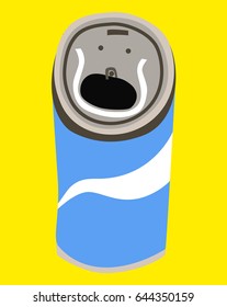 Energy drink with a sad or shocked face. Vector illustration.
