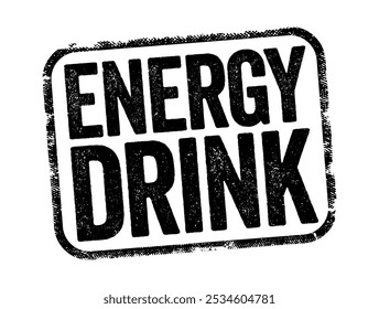 Energy Drink es un tipo de bebida que contiene compuestos estimulantes, sello de concepto de texto