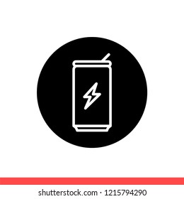 Energy drink vector icon, can symbol. Simple, flat design for web or mobile app