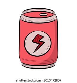 Energy drink vector illustration, colored hand drawn sketching style