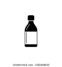 Energy drink water bottle icon in black flat glyph, filled style isolated on white background
