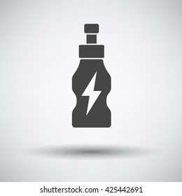 Energy drinks bottle icon on gray background with round shadow. Vector illustration.