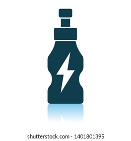 Icono de botella de bebidas energéticas. Diseño de reflexión de sombra. Ilustración vectorial.