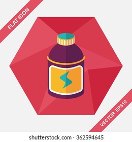 energy drinks flat icon with long shadow,eps10