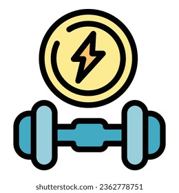 Energy dumbbell icon outline vector. Run program. Application info color flat