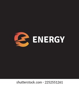 Energy-E-Logo - Logo "Fast Movement E Letter"-Logo und Leuchtensymbol "Power Bolt" - Energie und Strom. Vektor-Logotype-Vorlage. Hervorragendes Logo, einfaches und einzigartiges Konzept. E-Charge-Sturm-Thunderbolzen