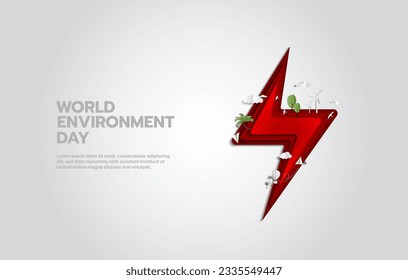 Energy and Earth. World Environment Day, green city save planet of people and living things and energy concept, paper illustration and 3d paper.