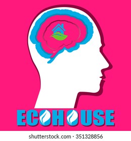 Energy eco icon with the house. Green house. Eco-house