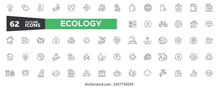 Energy and Ecology icon set. Icons for renewable energy, green technology. Design elements for you projects. Vector illustration