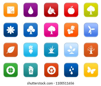 Energy And Ecology Icons, Nature icons set - environment ecology element - eco plant sign and symbols