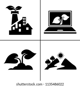 Energy And Ecology Icons, Nature icons set - environment ecology element - eco plant sign and symbols