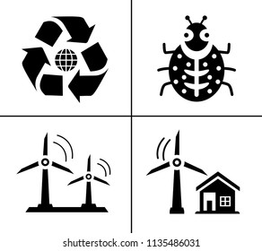 Energy And Ecology Icons, Nature icons set - environment ecology element - eco plant sign and symbols