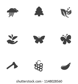 Energy And Ecology Icons, Nature icons set - environment ecology element - eco plant sign and symbols