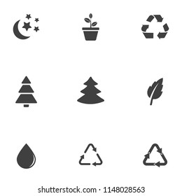 Energy And Ecology Icons, Nature icons set - environment ecology element - eco plant sign and symbols