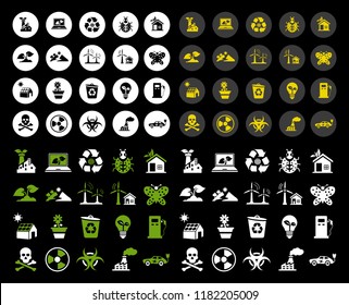 Energy And Ecology Icons, Nature Icons Set - Environment Ecology Element - Eco Plant Sign And Symbols