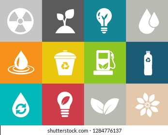 Energy And Ecology Icons, Nature icons set - environment ecology element - eco plant sign and symbols