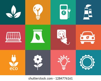 Energy And Ecology Icons, Nature icons set - environment ecology element - eco plant sign and symbols