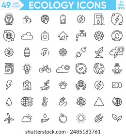 Energy and Ecology Line Icons set. Vector illustration in modern thin line style of eco related icons