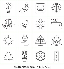 Energy and ecology line icons. Universal energy  Icon to use in web and mobile UI.