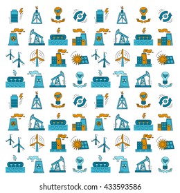 Energy Ecology and Pollution Vector set of icons